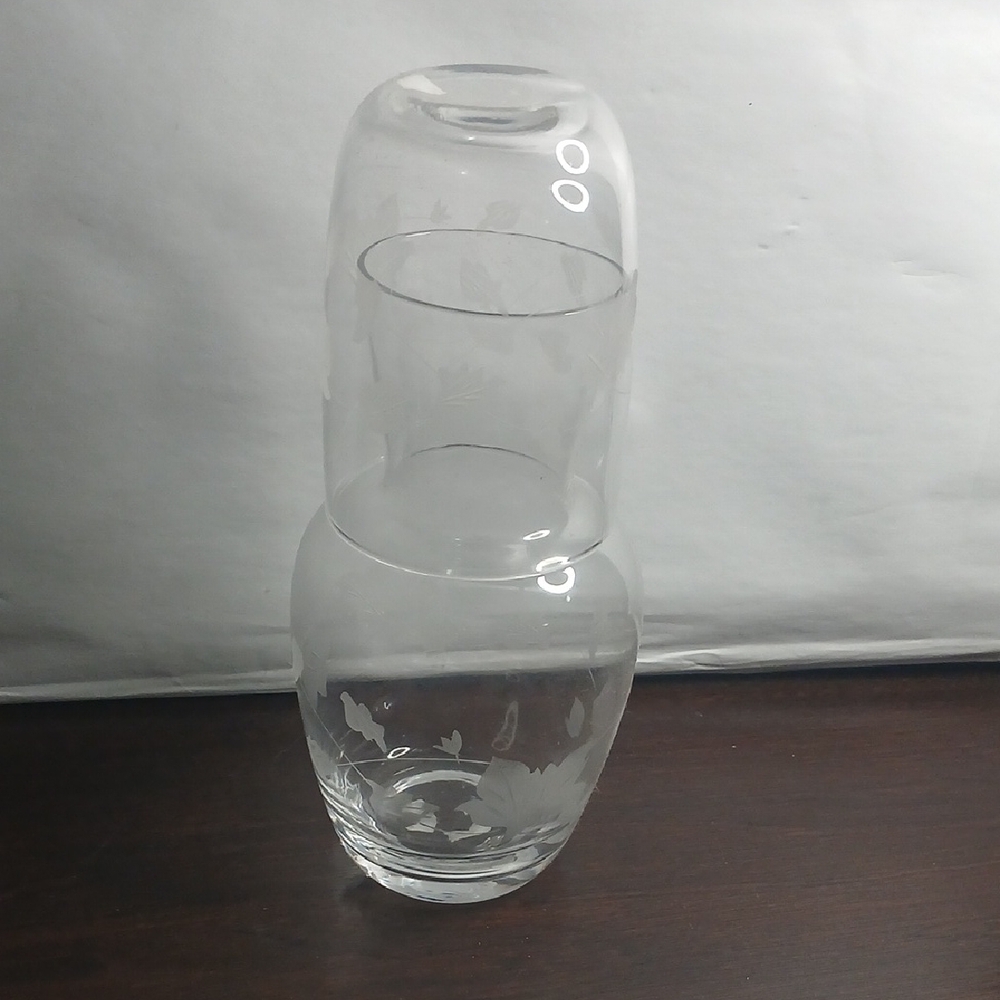Clear Glass Carafe with Floral Design